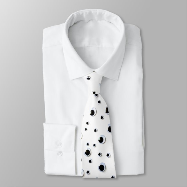 Cravate Drôle noir et blanc de Googily de yeux écarquillés (Attaché)