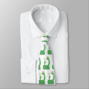 Cravate Drôle serpent vert avec caricature maraca
