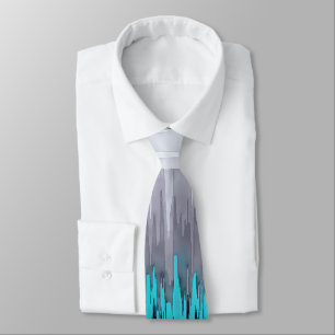 Cravate Drop Sound Waves Gray & Turquoise