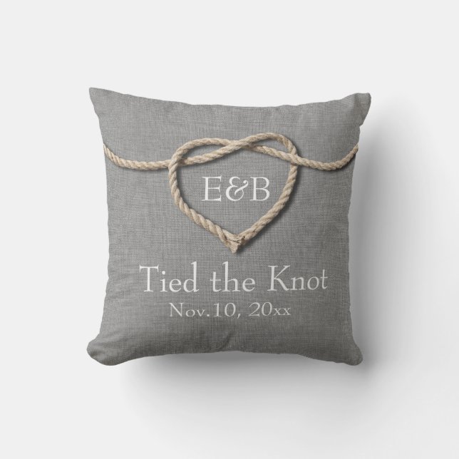Cravate du Coussin Mariage Knot Grey Burlap (Recto)