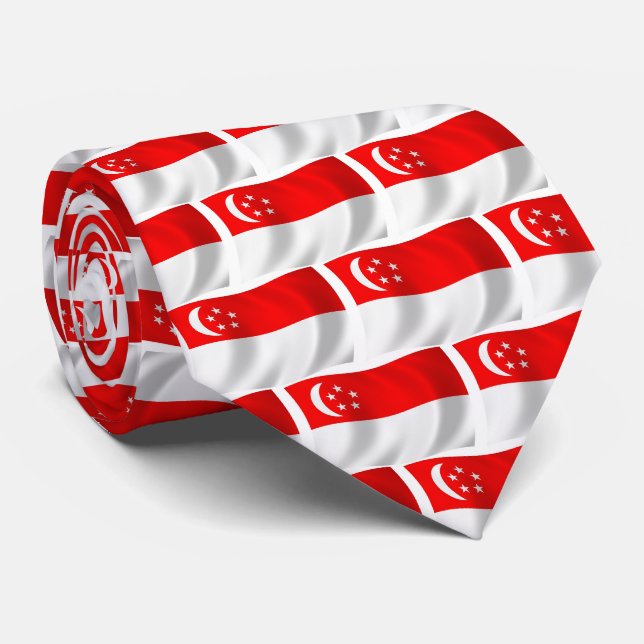 Cravate du drapeau de Singapour (Roulé)