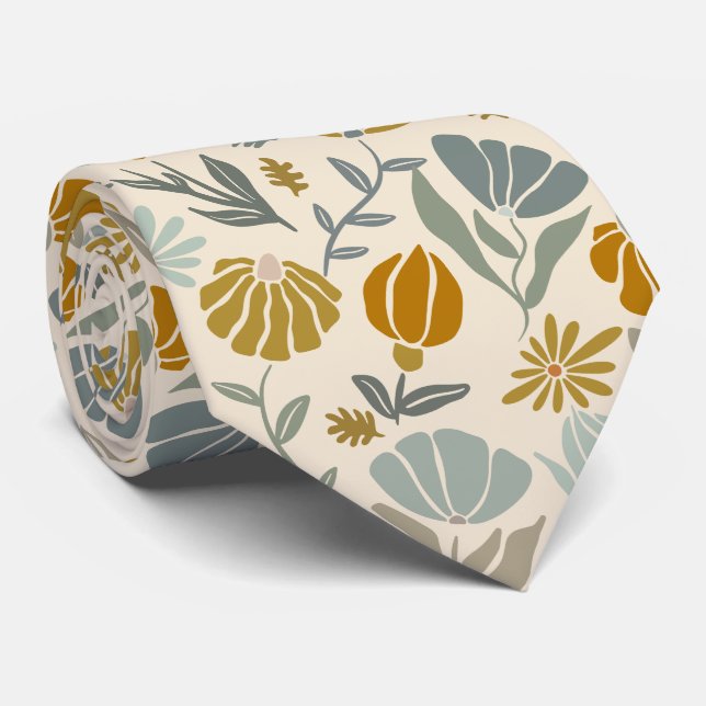 Cravate du jardin de printemps fleuri Retro (Roulé)