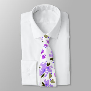 Cravate du jardin Floral à l'aquarelle violette