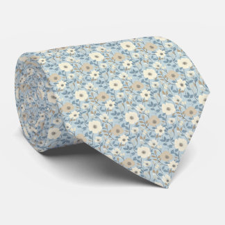Cravate Dusty Blue Beige Floral Wedding Groom Groomsman