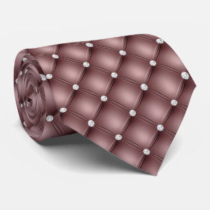 Cravate Dusty rose argent tuft motif carrelé