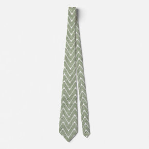 Cravate Dusty Sage Green Chevron Motif