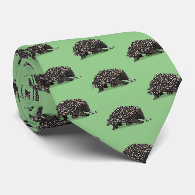 Cravate Echidna mignonne avec dessin animé d'abeille (Roulé)