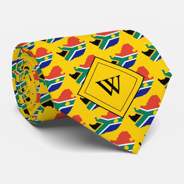 Cravate Écriture SUD-AFRIQUE Monogramme Christian YELLOW (Roulé)