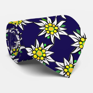 Cravate Edelweiß sur fond bleu foncé, pour les fans de Bav
