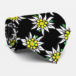 Cravate Edelweiß sur noir, pour les fans de Bavière