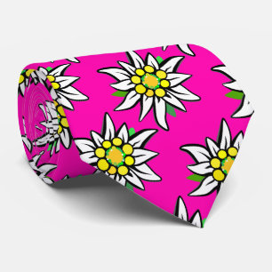 Cravate Edelweiß sur rose, pour les fans de Bavière