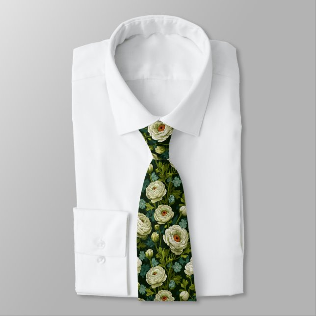 Cravate Edgy Best Man Ranunculus Floral (Attaché)