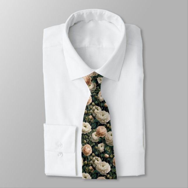 Cravate Edgy Groomsman Gift Ranunculus Flower (Attaché)