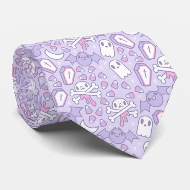 Cravate Éffrayant Cute - Pastel Halloween Motif (Roulé)