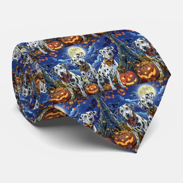 Cravate Éffrayant d'Halloween dalmate (Roulé)