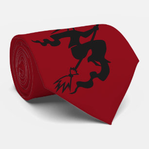 Cravate éffrayante sorcière halloween sur le broomstick vo