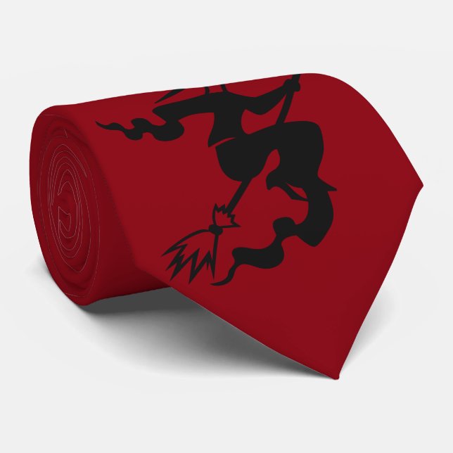 Cravate éffrayante sorcière halloween sur le broomstick vo (Roulé)
