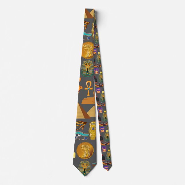 Cravate Egyptian Hieroglyphic Symbol Pattern pharaoh     (Devant)