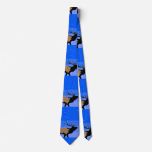 Cravate Élan Bugling en Hiver - Art Animalier Original