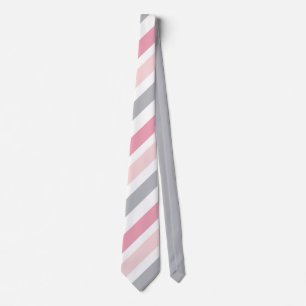 Cravate Élégance Classique Rayure Rose Pâle Gris