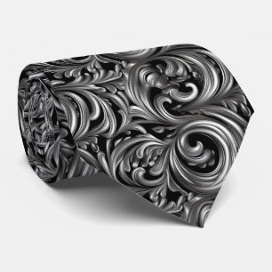 Cravate Élégance liquide - motif liquide noir métallique