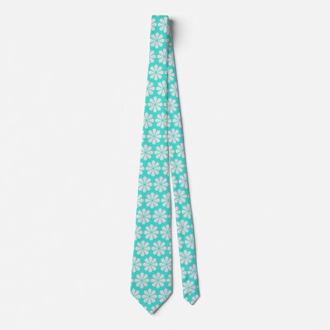 Cravate Élégance tropicale - bleu turquoise Floral (Devant)