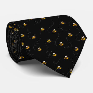 Cravate Elégant Abeille noire jaune Motif sans couture
