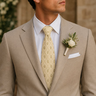 Cravate Elegant Beige Floral Wedding