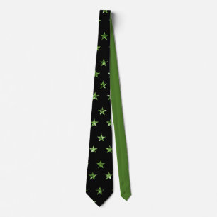 Cravate Élégant Black Green Diamond Gem Star Motif