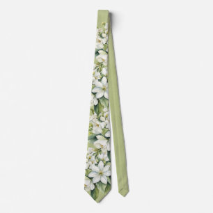 Cravate Élégant blanc Florals Green Groom Mariage