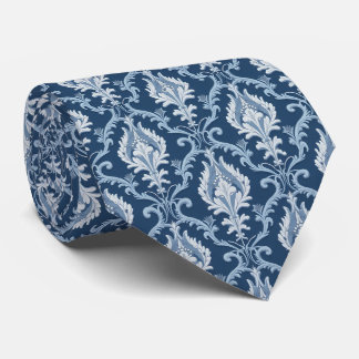 Cravate Élégant Bleu Marine Baroque Damask Ornemental