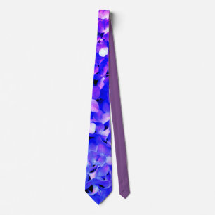 Cravate Élégant bleu violet clair magenta hydrangée floral