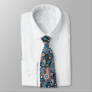 Cravate Elegant Blue and Red Persian Paisley Print