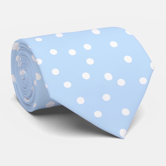 Cravate Elegant Blue White Polka Dots Groom Gift   (Roulé)