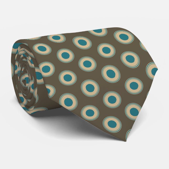 Cravate Élégant Brown Turquoise  Vert bleu Motif (Roulé)