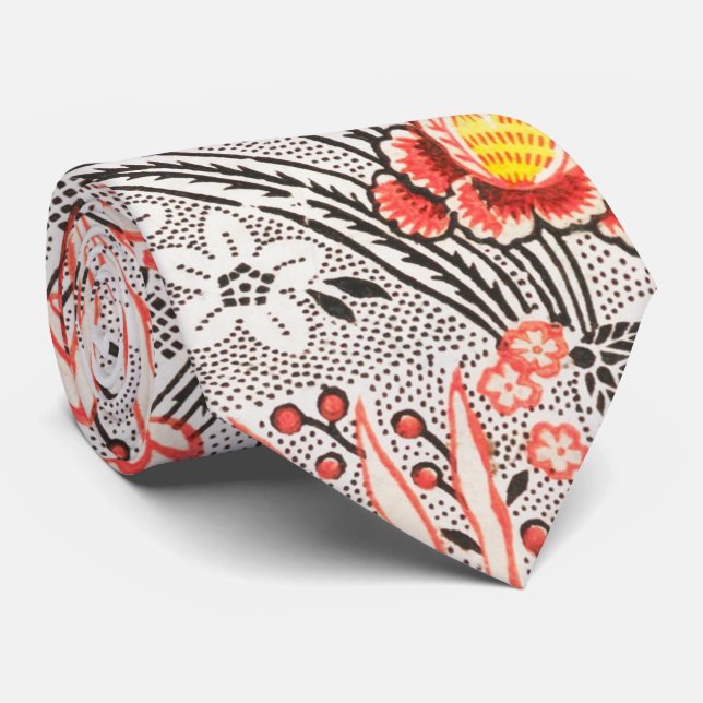Cravate Elégant cachemire Floral motif Gris et rose (Roulé)