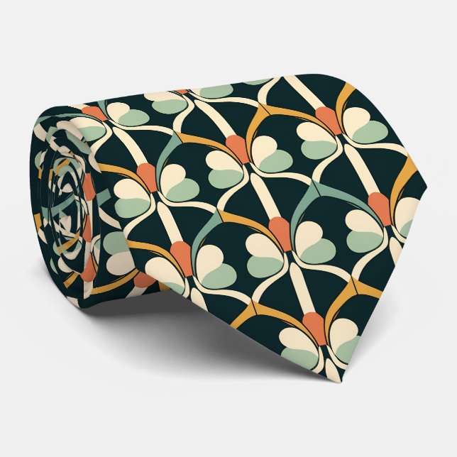 Cravate Élégant carrelage motif art déco (Roulé)
