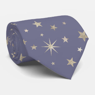 Cravate Elegant Chic Pastel Purple Silver Stars Monogram