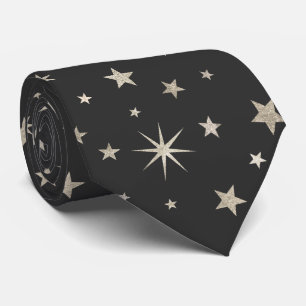 Cravate Élégant Classé Charcoal Gris Argent Stars Monogram