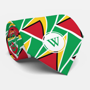 Cravate Élégant DRAPEAU GUYANA Écriture de monogramme