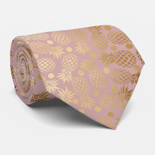 Cravate élégant faux or ananas motif pois