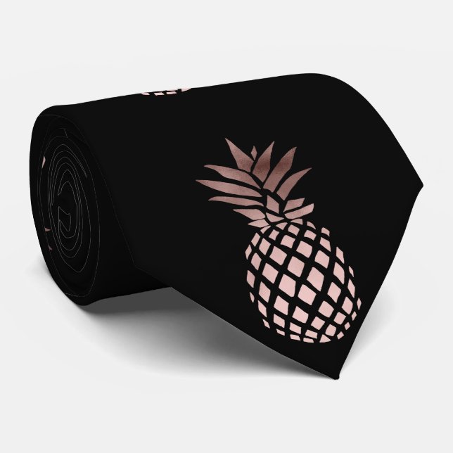 Cravate élégant faux rose or tropical ananas (Roulé)