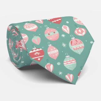 Cravate Elegant Festive Pink Christmas Baubles Pattern