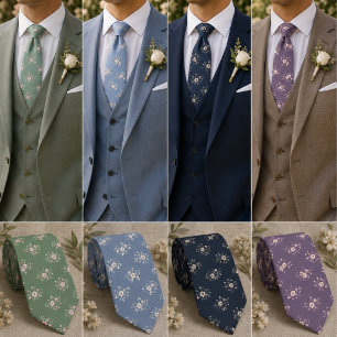 Cravate Élégant floral ditsy bleu foncé