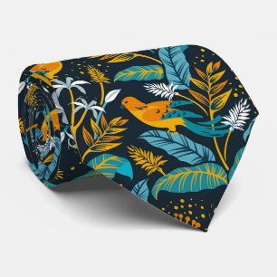 Cravate Elégant Golden Birds illustré motif