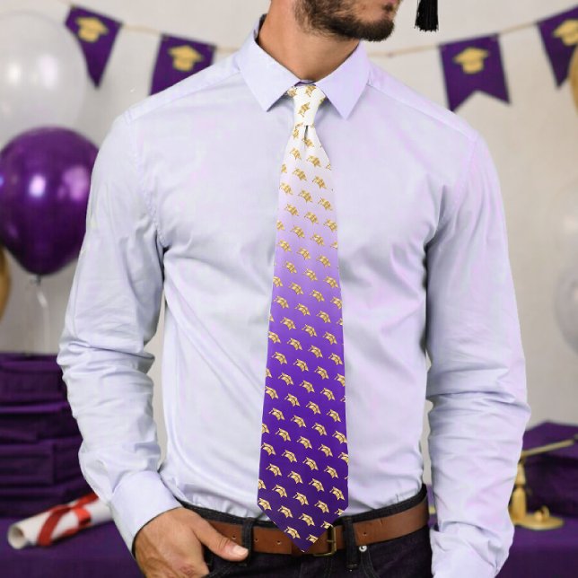 Cravate Elegant Graduation Tie Gold Mortarboard Pattern (Créateur téléchargé)