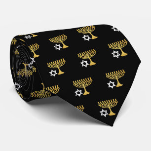 Cravate Elégant Hanoukka Holiday Motif Gold