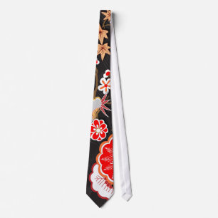 Cravate Élégant Kimono d'automne japonais