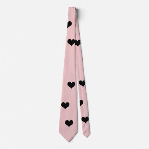Cravate Élégant mignon noir et rougissant motif de coeur r