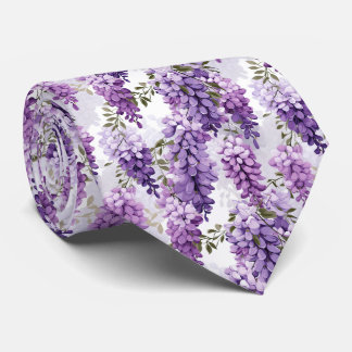 Cravate Elégant modèle floral carrelé à la glycine